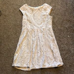 White Lace Cream Dress